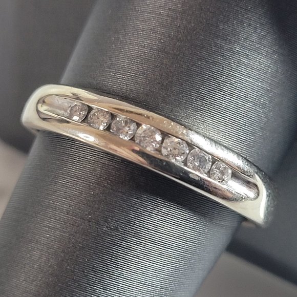 Mens Vintage Estate 10k White Gold Diamond Ring 3.9g #E6797